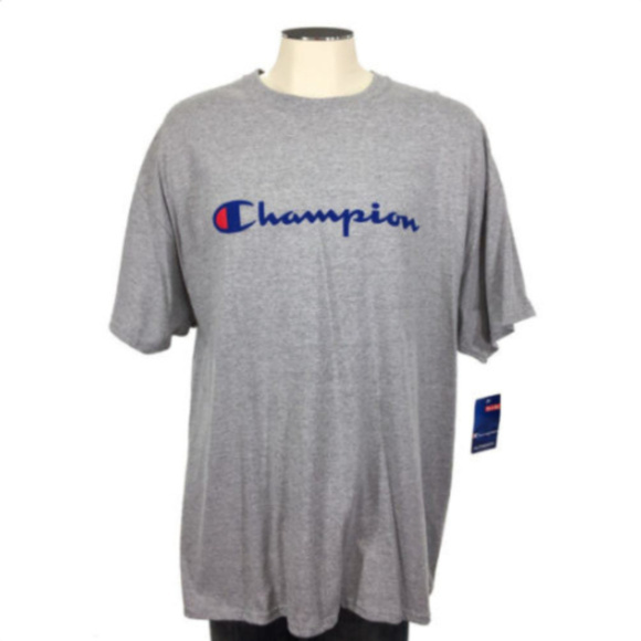 Champion Script Logo T Shirt Gray 2XL - Picture 2 of 4